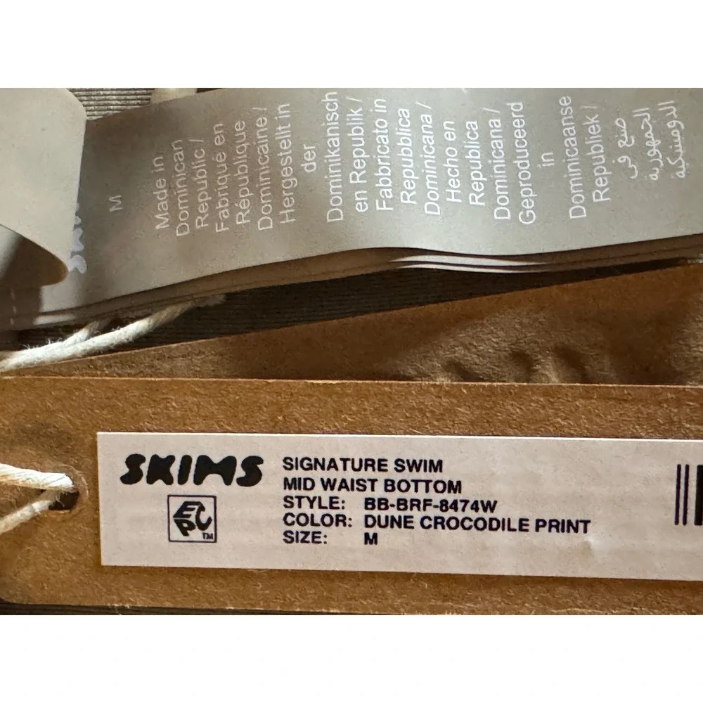 SKIMS Signature Swim Mid Waist Bottom Dune Crocodile Print Women's Medium